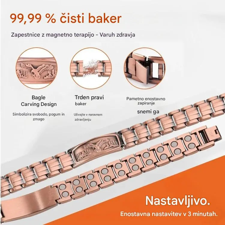 š„ćZapestnica + ogrlicaćMoÅ”ka magnetna zapestnica z vzorcem orla