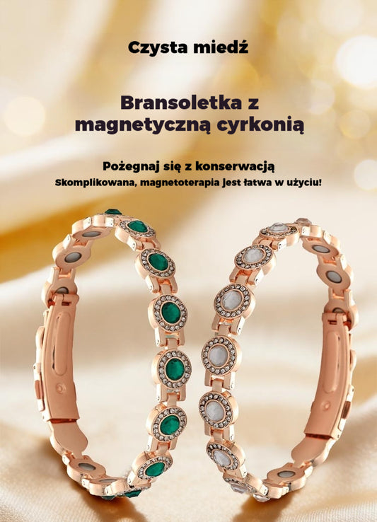 ✨Stylowa, luksusowa bransoletka magnetyczna ze stopu, bransoletka magnetyczna z czystej miedzi i cyrkonii sześciennej