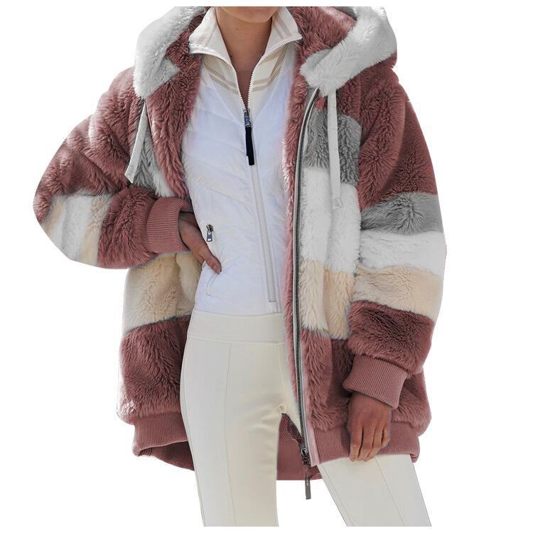 ☃️❄️【S-5XL】Nueva chaqueta de invierno para mujer 2025, gruesa con franjas de felpa