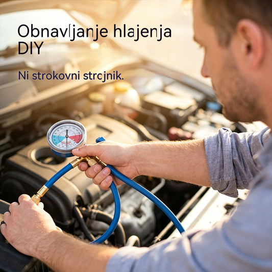 🔧❄️ Polnjenje klimatske naprave s hladilnim sredstvom R134a Hope z manometrom – Neprepustno, enostavno za odčitavanje, primerno za klimatske naprave v avtomobilu, tovornjaku ali domu – Varno polnjenje doma 🚗