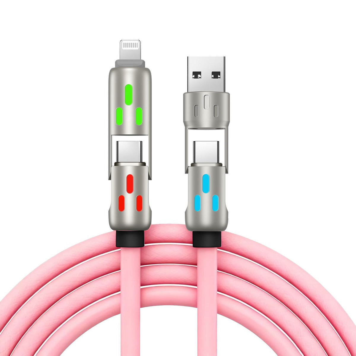 🔥 【2 kosa za 22 evrov】 🔥 (dolžina 2 metra) 4-v-1 kabel PD 240 W – hitro polnjenje USB‑C, Lightning in USB‑A, aluminij in silikon, sinhronizacija podatkov ⚡📱