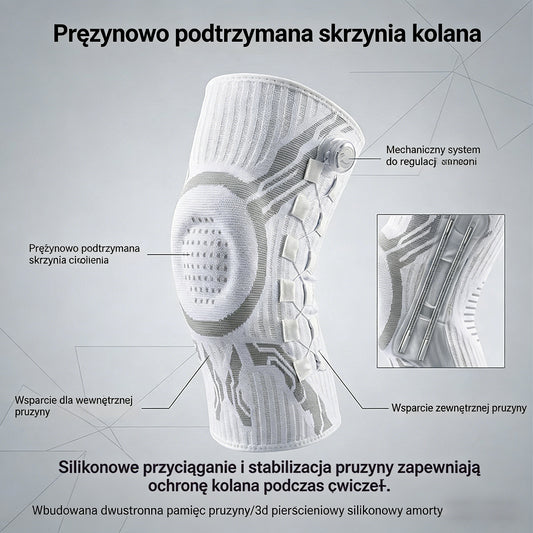 🦵🦵Silikonowa sportowa opaska kompresyjna na kolano z podparciem sprężynowym, amortyzująca wstrząsy, do biegania i fitnessu