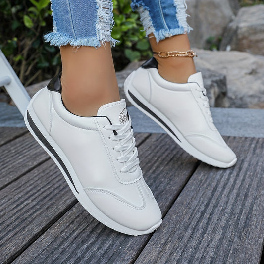 🏃👟👟【36-41】Damskie codzienne buty sportowe, jednokolorowe, z grubą podeszwą i sznurowadłami