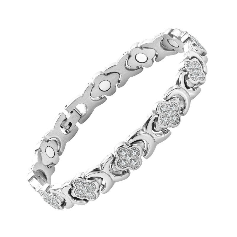 Magnetický náramek Clover Diamond - Objevte své tajemství úlevy od stresu, magnetické posílení wellness
