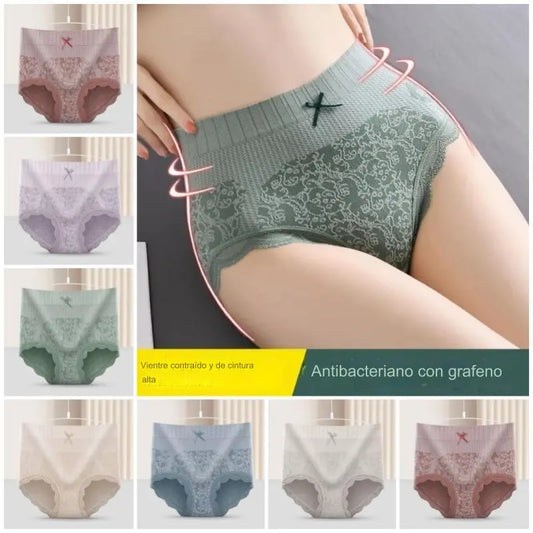 🔥🔥Ropa interior higroscópica antibacteriana de cintura alta para mujer