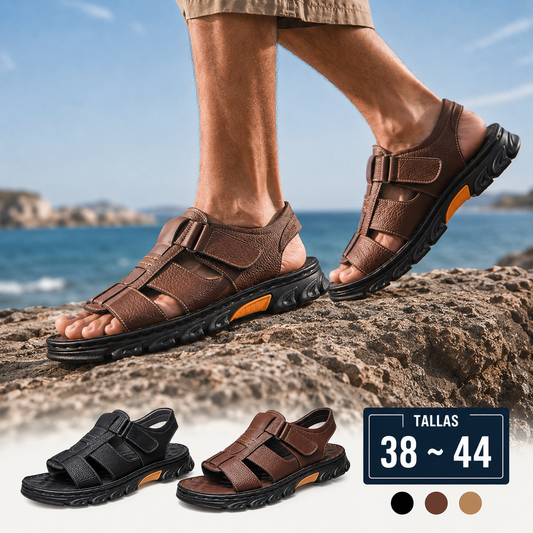 🔥👟【 38 -44】 Moški poletni sandali iz mehkega usnja – zračen dizajn z izrezi, nedrseči in v sproščenem slogu