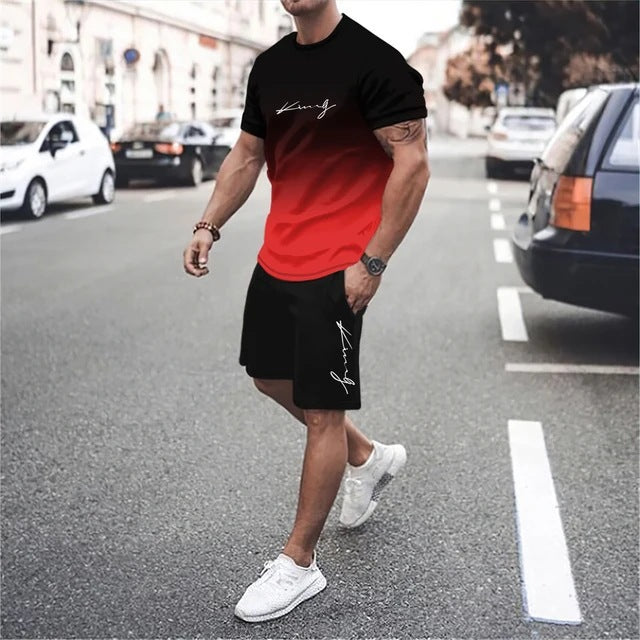 ✨【Plačilo ob dostavi】Nowy męski dres składa się z koszulki i spodenek. Jest prosty, stylowy, wygodny i przewiewny