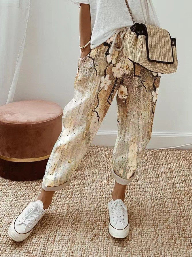 👍💐Pantalón casual de mujer en algodón y lino, opcionalmente multicolor