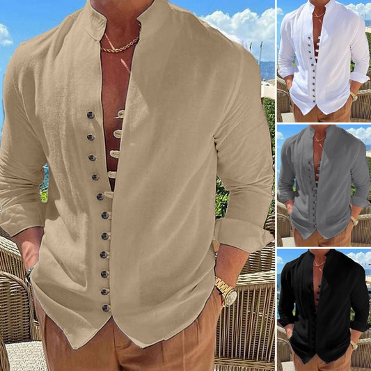 🌈👔【S-3XL】😍Nova kolekcija 2026, moška bombažno-lanena srajca, večje velikosti, ohlapna srajca z dolgimi rokavi