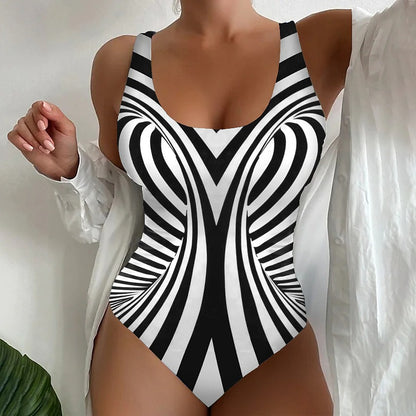 【😍S-8XL】Stylowy jednoczęściowy kostium kąpielowy w paski
