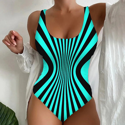 【😍S-8XL】Stylowy jednoczęściowy kostium kąpielowy w paski