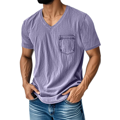 👔 50 % POPUST 🔥 【40–120 kg】 Moška ležerna majica iz džinsa z V-izrezom in kratkimi rokavi ✅ Plačilo po povzetju