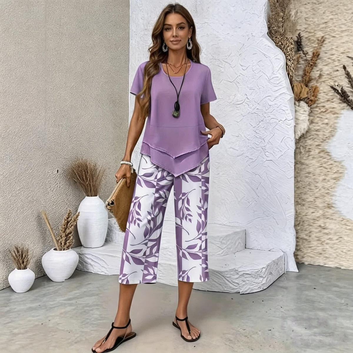 【S-5XL】| Dvodelni komplet Fresh Breeze | Lahek in eleganten, večbarven poletni komplet