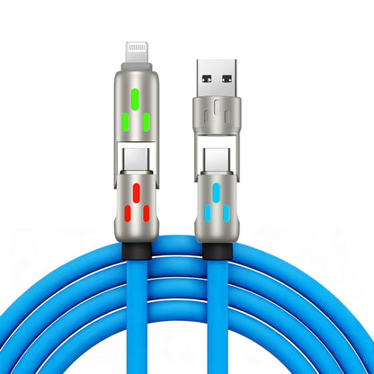 🔥 【2 kosa za 22 evrov】 🔥 (dolžina 2 metra) 4-v-1 kabel PD 240 W – hitro polnjenje USB‑C, Lightning in USB‑A, aluminij in silikon, sinhronizacija podatkov ⚡📱