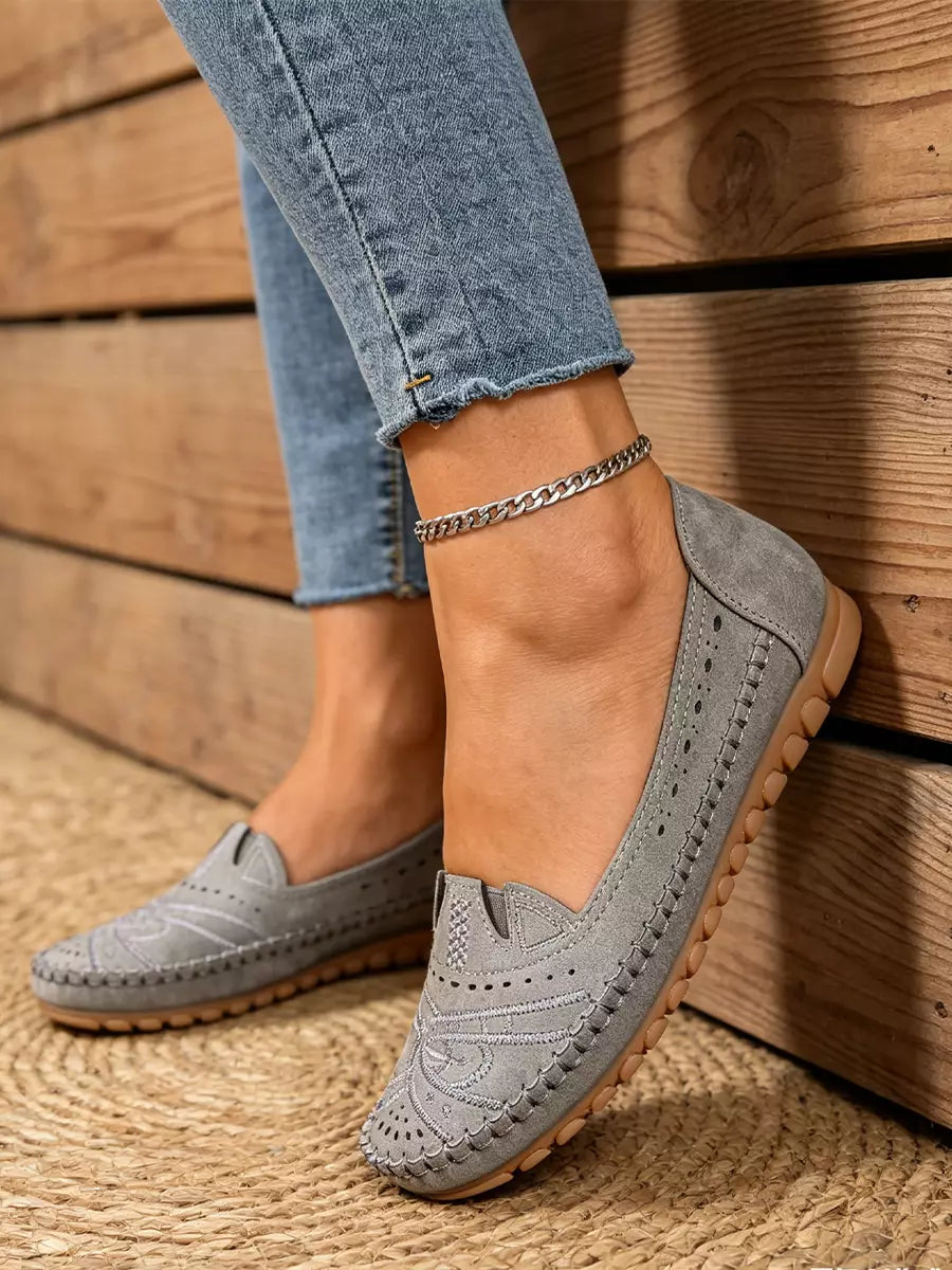 【36-43】Retro stil perforiranih balerink za prosti čas｜Mehak podplat, udobje za vsak dan｜Brez oblačenja, večje velikosti