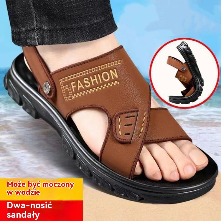 ✨【38-47】Nowe męskie skórzane sandały plażowe z grubą podeszwą