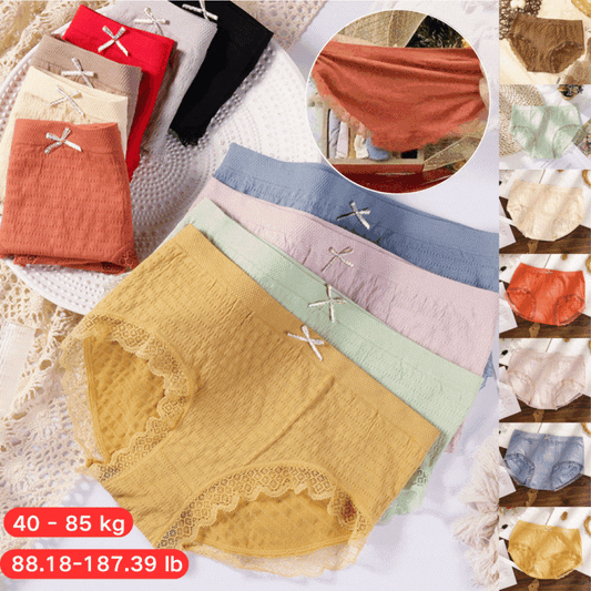 【10PCS】Grafenowe, antybakteryjne, bawełniane, seksowne majtki z koronką, duże rozmiary【40-85kg】