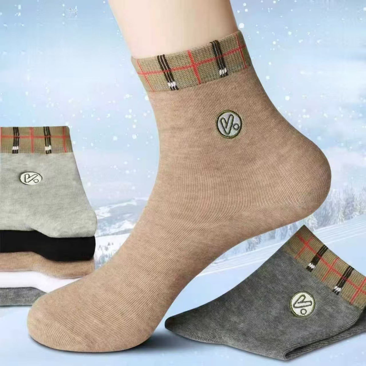 😍🧦【Balení 10 párů】Pánské ponožky, novinka podzim/zima 2025, zesílené bavlněné ponožky do poloviny lýtek, absorbující pot a odolné vůči zápachu
