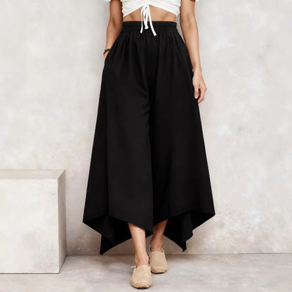 🥇【S-5XL】Damskie spodnie codzienne z wysokim stanem i szerokimi nogawkami – luźny krój i elegancki fason.