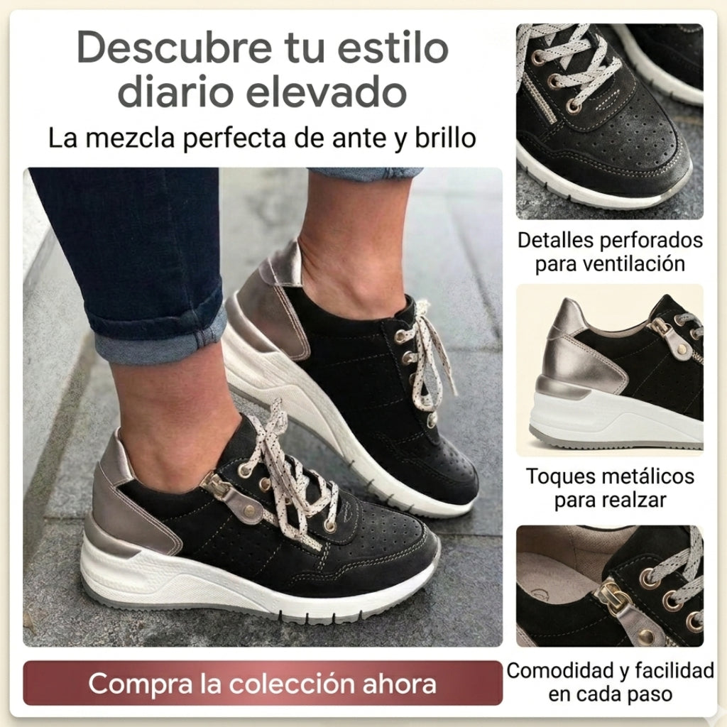 🔥50% de descuento: (Tallas 36-43) Zapatillas deportivas ortopédicas para mujer, modernas y cómodas, con cremallera lateral y suela gruesa.