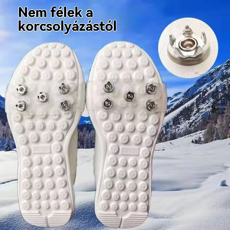 👴🚶🏔️❄️8 zestawów (16 sztuk) Niewidoczne pięciozębne raki antypoślizgowe, raki zewnętrzne, odpowiednie do wędrówek po śniegu, wspinaczki górskiej, wspinaczki skałkowej i zimowych powierzchni lodowych, niezbędne dla osób starszych.