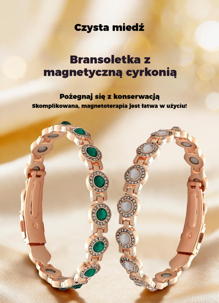 ✨Stylowa, luksusowa bransoletka magnetyczna ze stopu, bransoletka magnetyczna z czystej miedzi i cyrkonii sześciennej