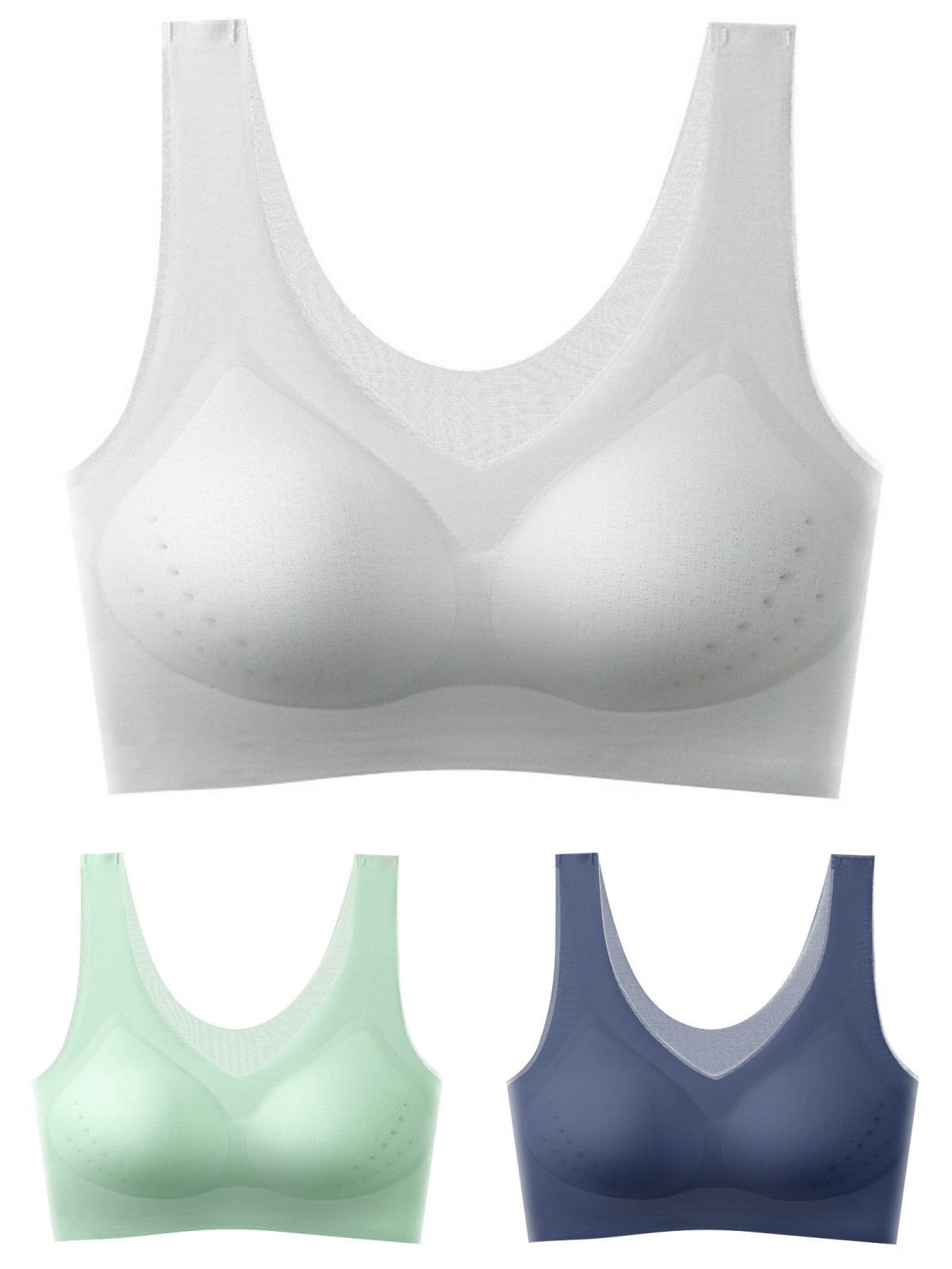 ❄️🧊 【Oferta limitowana】 ✨ 【Zestaw 3 sztuk】【40–120 kg】Biustonosz push-up z lodowego jedwabiu 2026 – bezszwowy, lekki i przewiewny