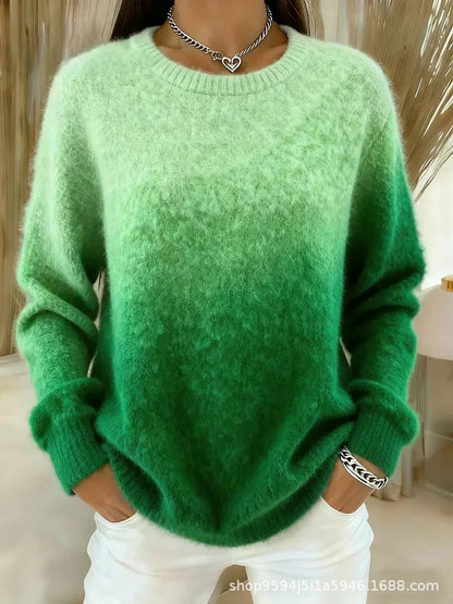🔥🔥【XS–5XL】Džemper s okruglim izrezom i gradijentnim uzorkom, plišani materijal, topao i udoban