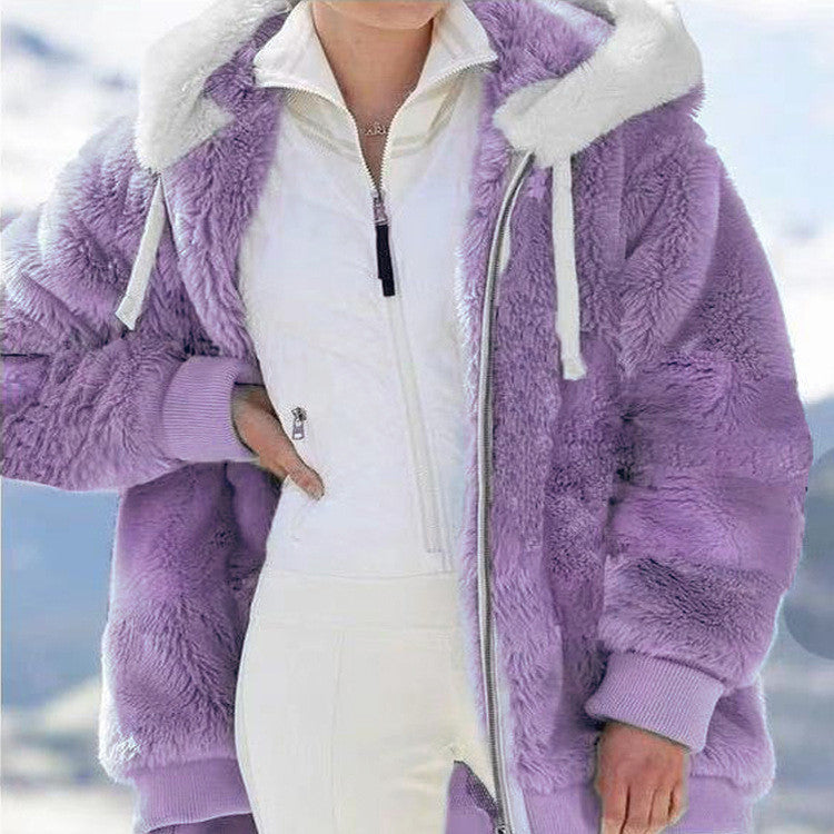 ☃️❄️【S-5XL】 Dámská bunda 2025 s kontrastními pruhy z hustého plyše
