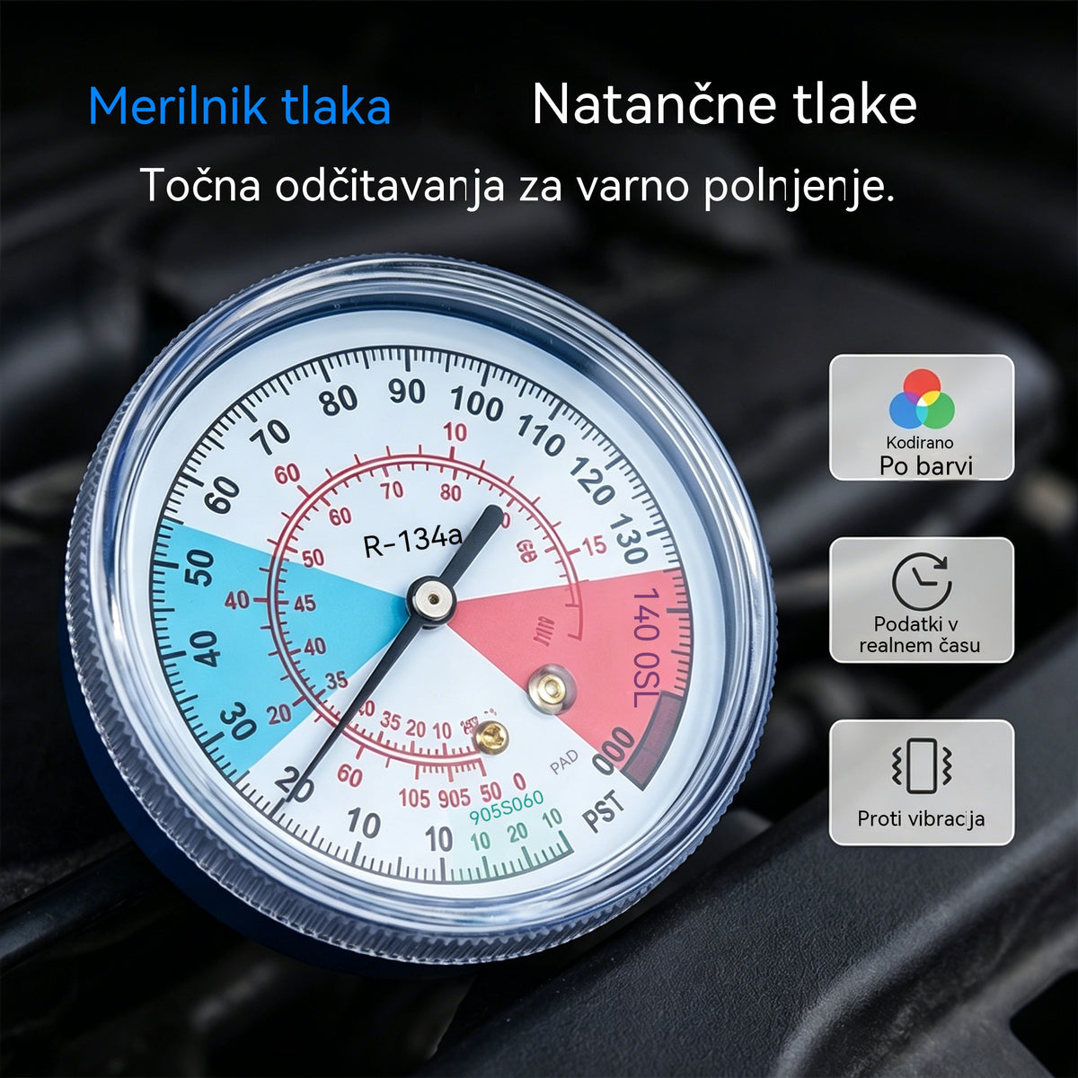 🔧❄️ Polnjenje klimatske naprave s hladilnim sredstvom R134a Hope z manometrom – Neprepustno, enostavno za odčitavanje, primerno za klimatske naprave v avtomobilu, tovornjaku ali domu – Varno polnjenje doma 🚗