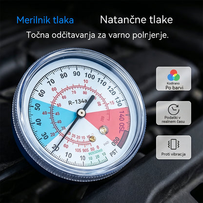 🔧❄️ Polnjenje klimatske naprave s hladilnim sredstvom R134a Hope z manometrom – Neprepustno, enostavno za odčitavanje, primerno za klimatske naprave v avtomobilu, tovornjaku ali domu – Varno polnjenje doma 🚗