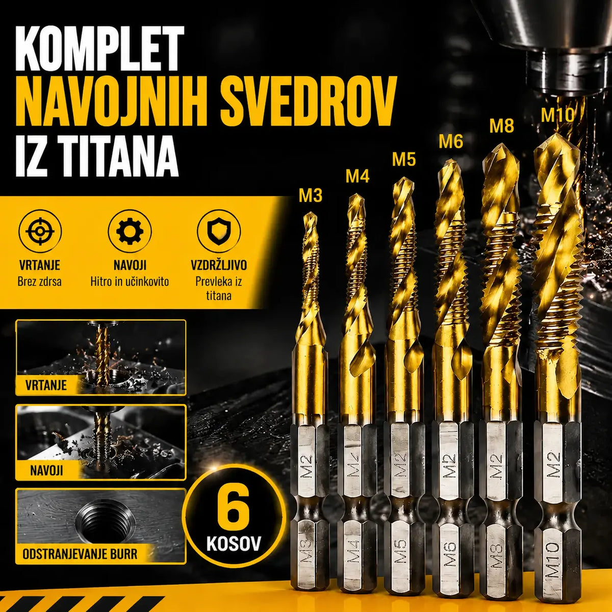 🔥【Kupite 6, dobite 6 brezplačno (12 kosov)】🧰🔩 Komplet večnamenskih svedrov