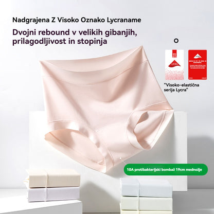 ✨️🩲 (6 kosov) Ženske bombažne hlačke z visokim pasom in antibakterijsko zaščito – podaljšan mednožni del, primerne za ženske s težo 40–80 kg