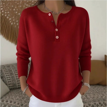 💟 ✨【S-2XL】Damski jednokolorowy sweter z dekoltem V, luźny i casualowy