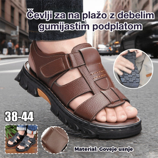 🔥👟【 38 -44】 Moški poletni sandali iz mehkega usnja – zračen dizajn z izrezi, nedrseči in v sproščenem slogu