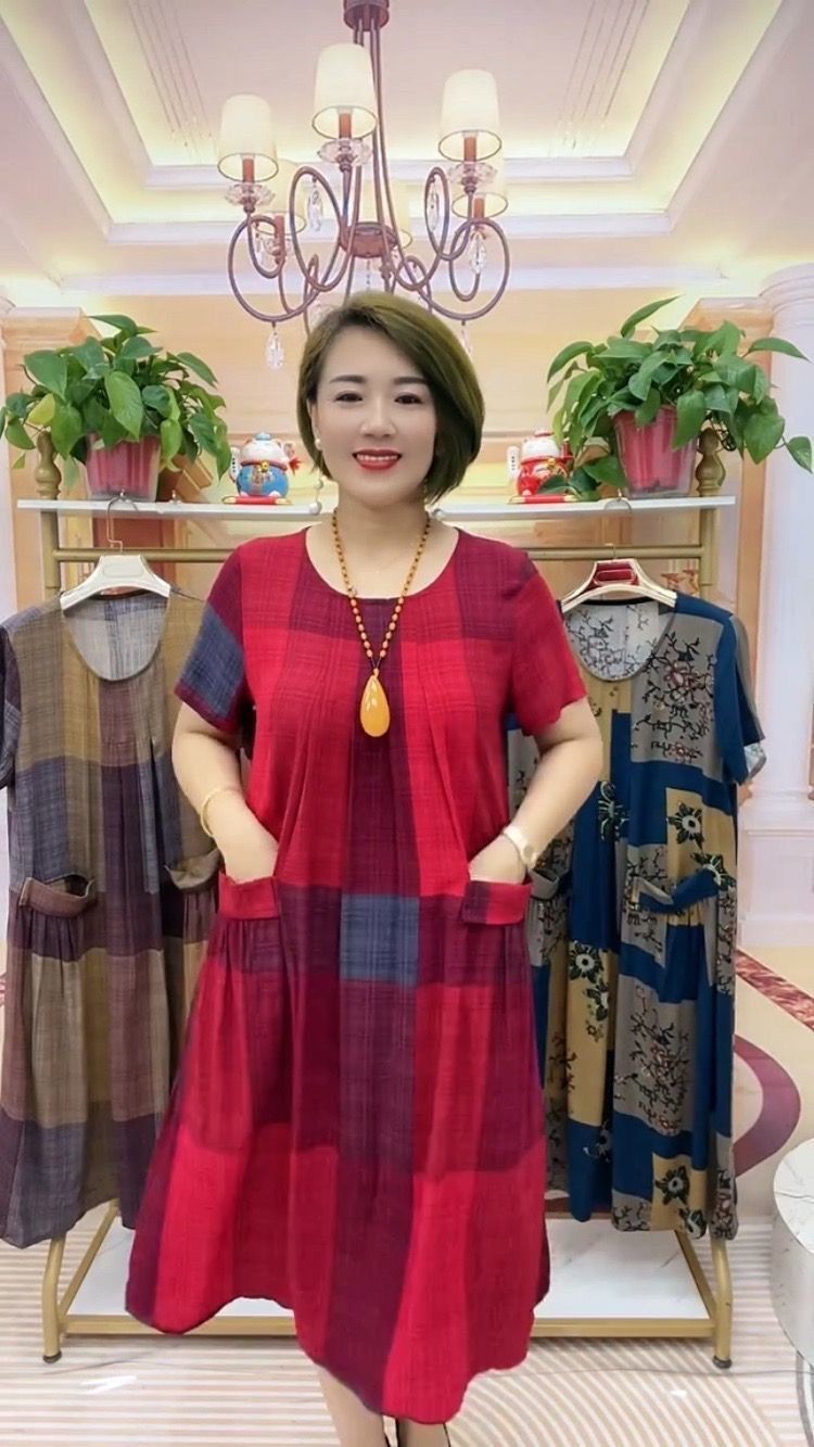 👗❤️【50-100 kg】2026 Sukienka podróżna w kratę, swobodna, modna i wygodna sukienka dla mamy