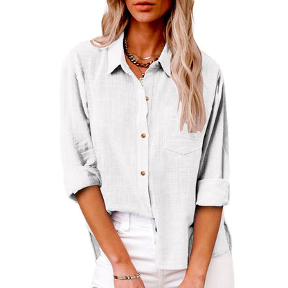 🔥 Contra reembolso ✅️ 【40-100 kg】 Camisa informal de algodón y lino para mujer, agradable para la piel y suave