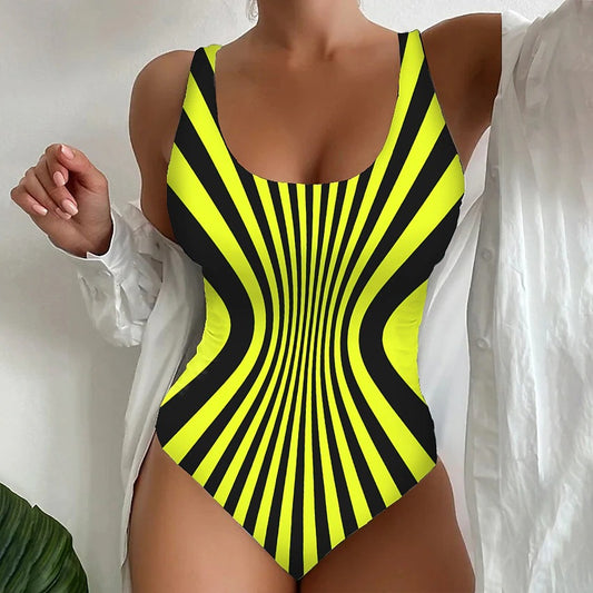 【😍S-8XL】Stylowy jednoczęściowy kostium kąpielowy w paski