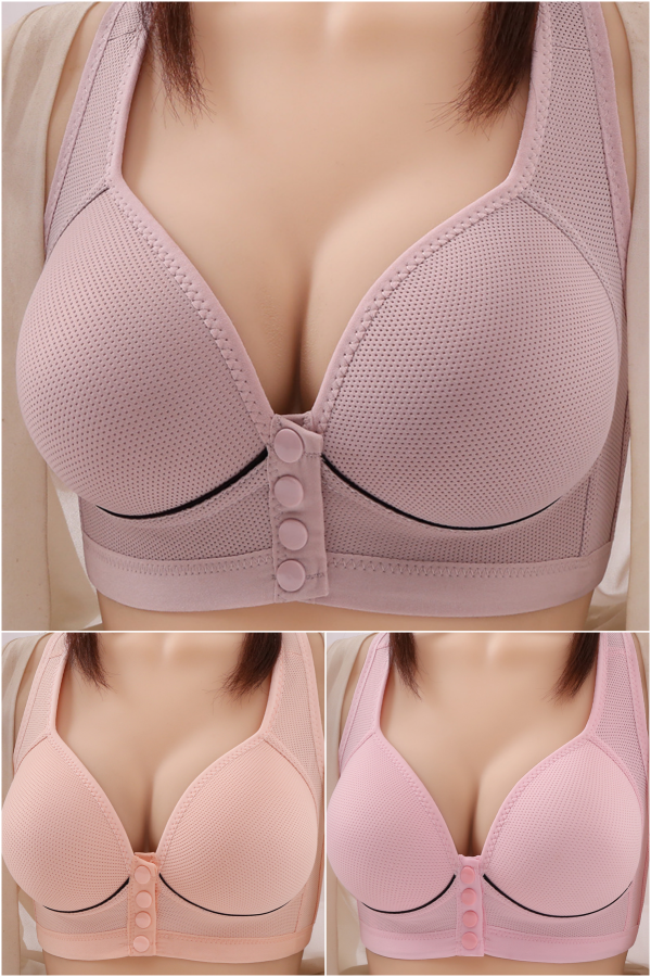 💥【3-pak】👙【40-100 KG】Biustonosz bez fiszbin dla mam w średnim i starszym wieku, cienki, wygodny i oddychający