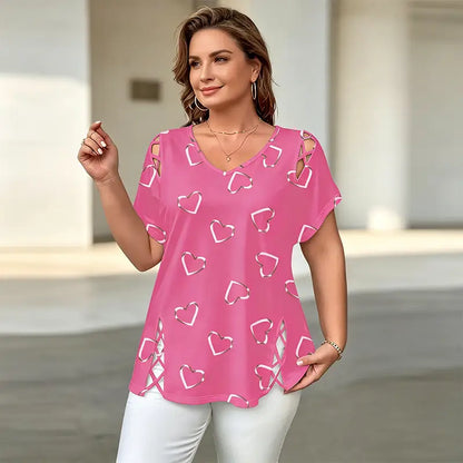 👚【S-5XL】Moderna majica s V-izrezom i izrezom u obliku srca
