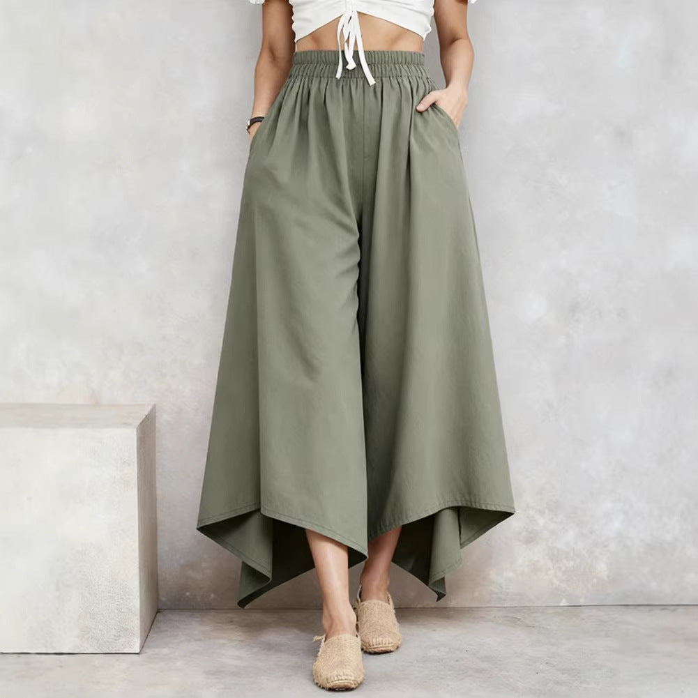 🥇【S-5XL】Damskie spodnie codzienne z wysokim stanem i szerokimi nogawkami – luźny krój i elegancki fason.