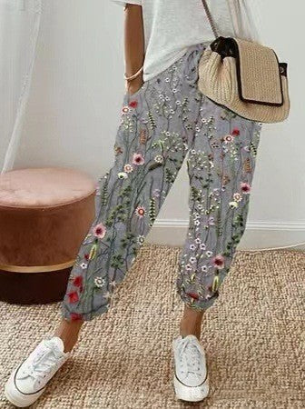 👍💐Pantalón casual de mujer en algodón y lino, opcionalmente multicolor