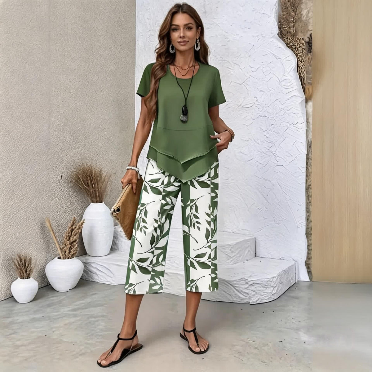 【S-5XL】| Dvodelni komplet Fresh Breeze | Lahek in eleganten, večbarven poletni komplet