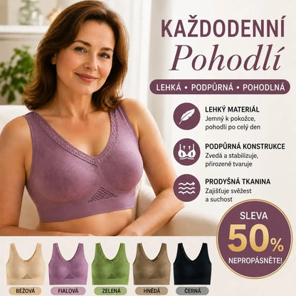 🔥👙【40-120 kg】【balení po 3 kusech】✨Dámská krajková podprsenka bez kostic, vysoká opora
