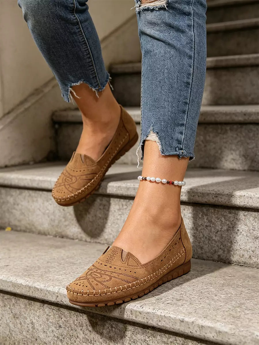 【36-43】Retro stil perforiranih balerink za prosti čas｜Mehak podplat, udobje za vsak dan｜Brez oblačenja, večje velikosti