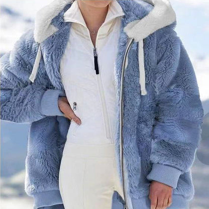 ☃️❄️【S-5XL】 Dámská bunda 2025 s kontrastními pruhy z hustého plyše