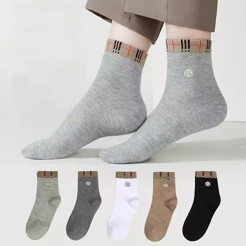 😍🧦【Balení 10 párů】Pánské ponožky, novinka podzim/zima 2025, zesílené bavlněné ponožky do poloviny lýtek, absorbující pot a odolné vůči zápachu