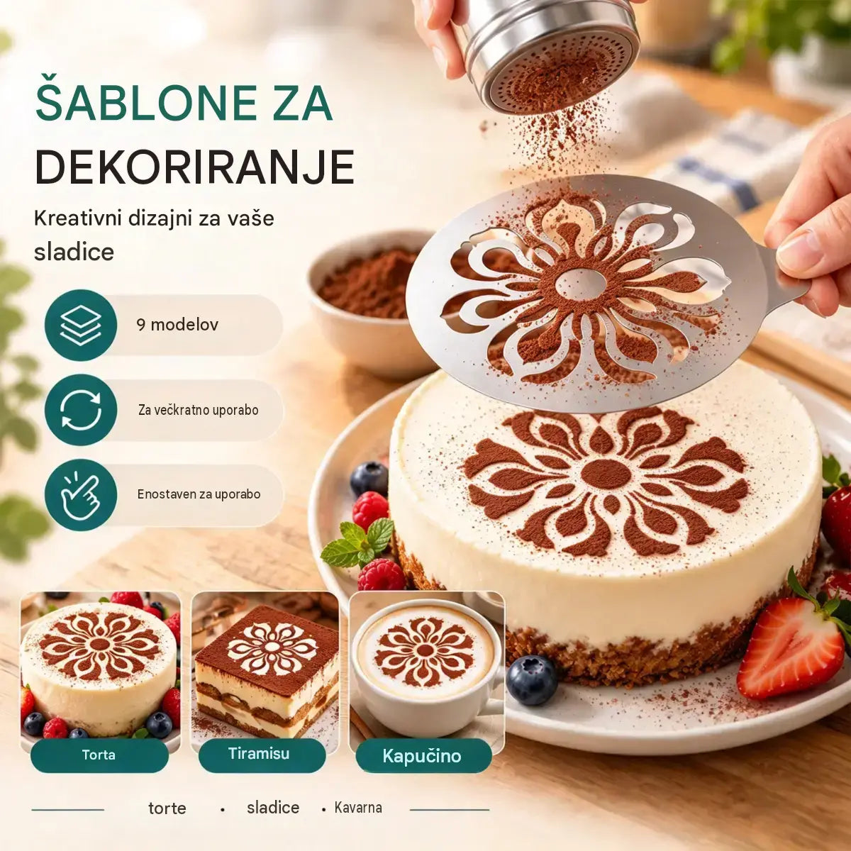 ☕ Šablona iz nerjavnega jekla za latte art