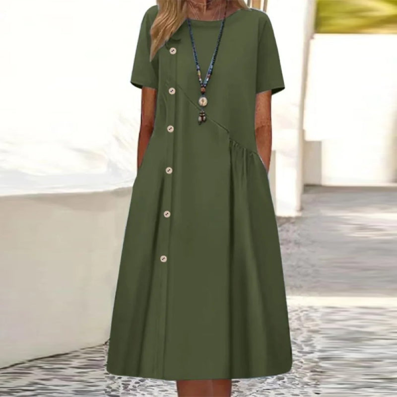 ✅Pago contra entrega - 💥Nuevo vestido de verano para mujer 2026 con botones - Elegante y con estilo, con bolsillos