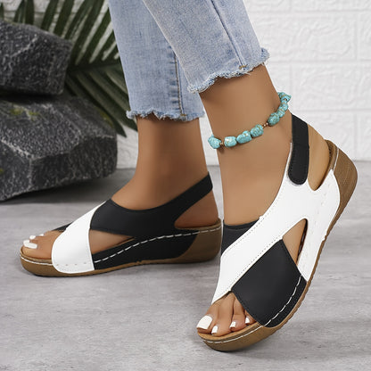 🔥👡【36-43】2026 Nowe damskie sandały na obcasie w kontrastowym kolorze – wygodne sandały z paskiem wokół kostki